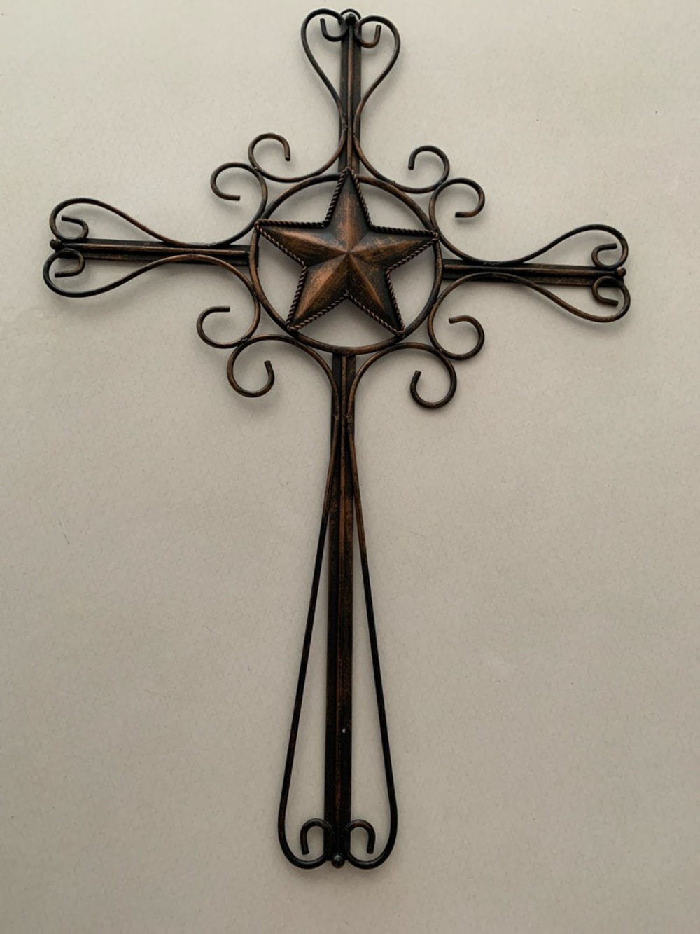 Western Lone Star Distressed Copper Cross. 18” X 12” Ranch / Southwestern